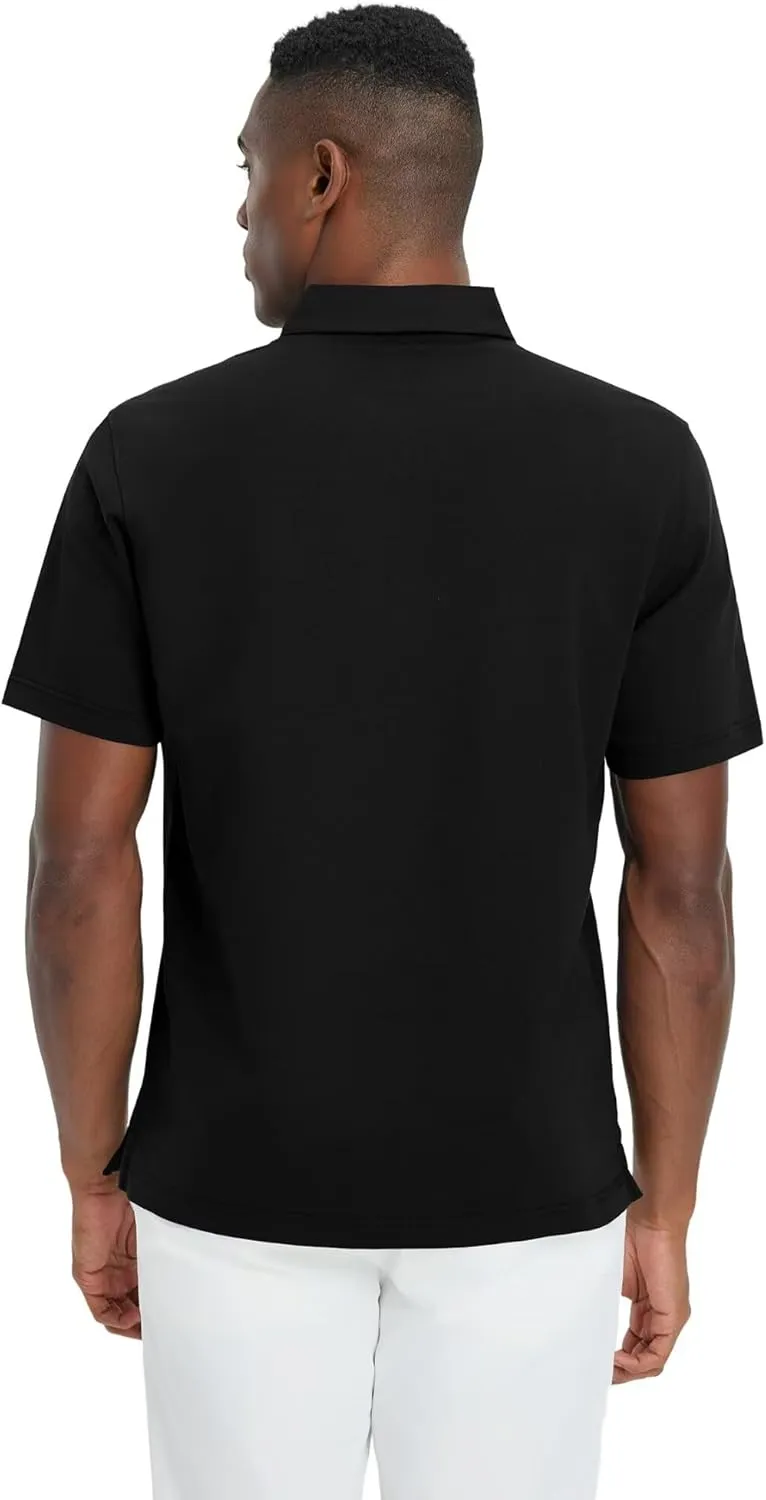VEBOON Polo Shirts for Men Cotton Blend Moisture-Wicking Lightweight Performance Collared Mens Polo Shirts Shorts Sleeve
