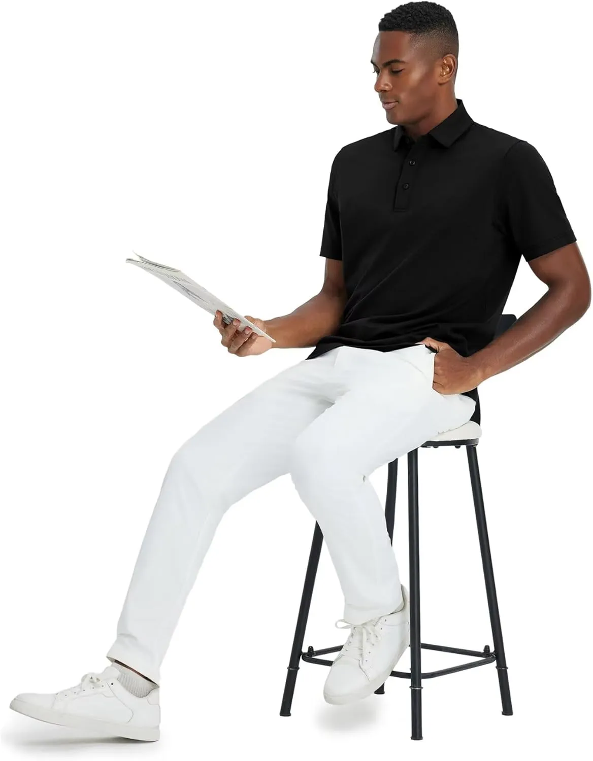 VEBOON Polo Shirts for Men Cotton Blend Moisture-Wicking Lightweight Performance Collared Mens Polo Shirts Shorts Sleeve