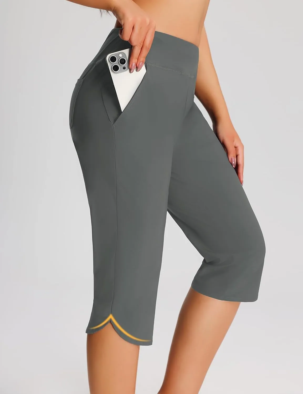 Women's 18" Casual Beach Swim Capri Pants Lightweight Modest Swimsuits Long Swim Shorts with Pockets UPF50 