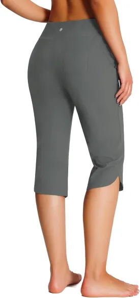Women's 18" Casual Beach Swim Capri Pants Lightweight Modest Swimsuits Long Swim Shorts with Pockets UPF50 