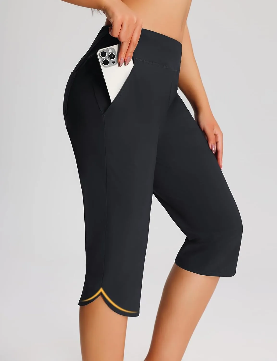Women's 18" Casual Beach Swim Capri Pants Lightweight Modest Swimsuits Long Swim Shorts with Pockets UPF50 
