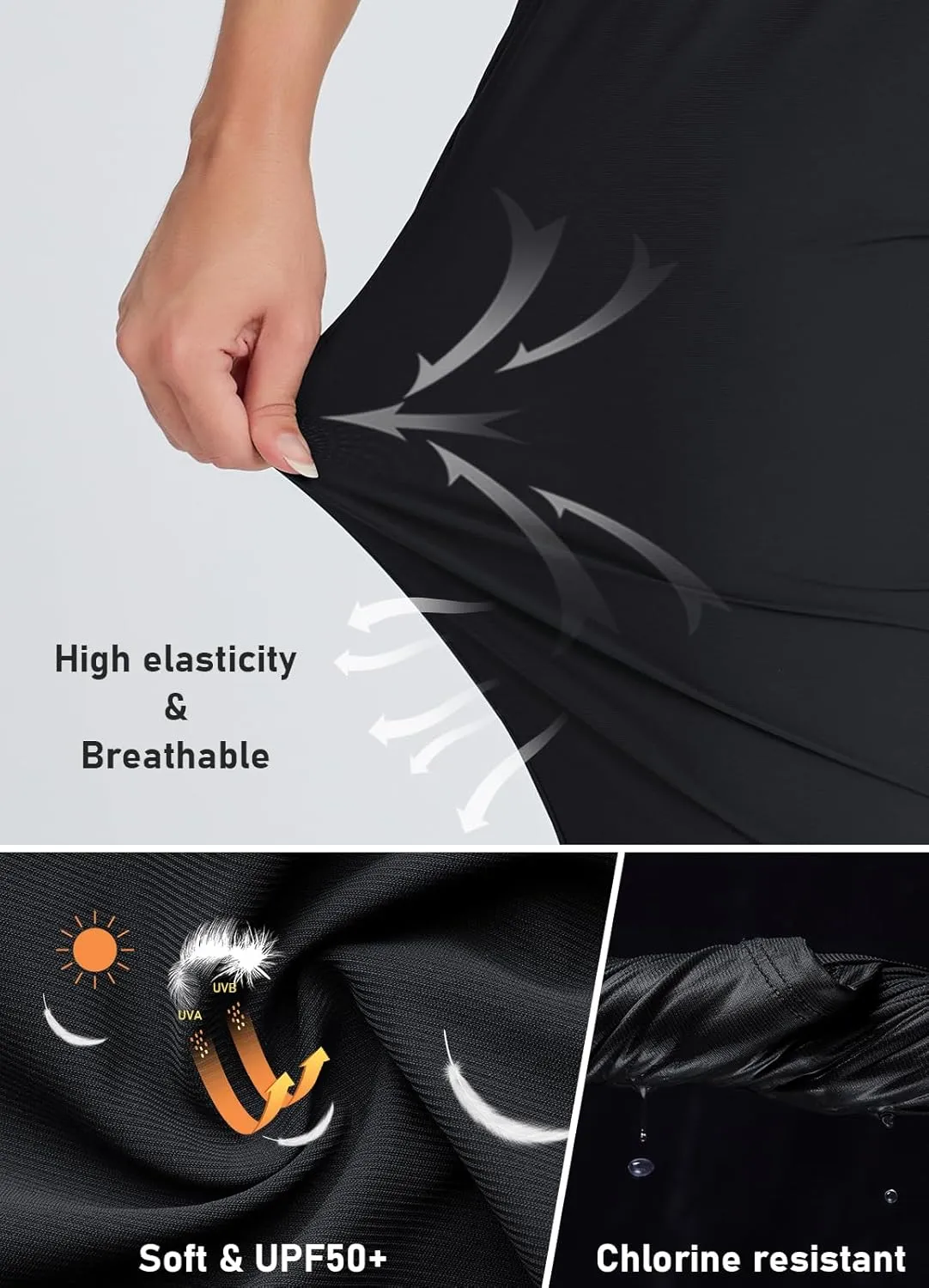 Women's 18" Casual Beach Swim Capri Pants Lightweight Modest Swimsuits Long Swim Shorts with Pockets UPF50 
