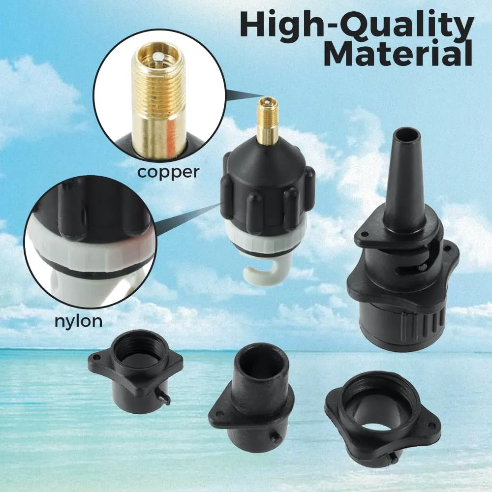 Yetaha Paddle Board Pump Adapter Set, Inflatable SUP Pump Adaptor with 9PCS Air Valve Nozzles for Paddle Boards Rubber Boats Canoes Kayak Dinghy Inflatable Beds