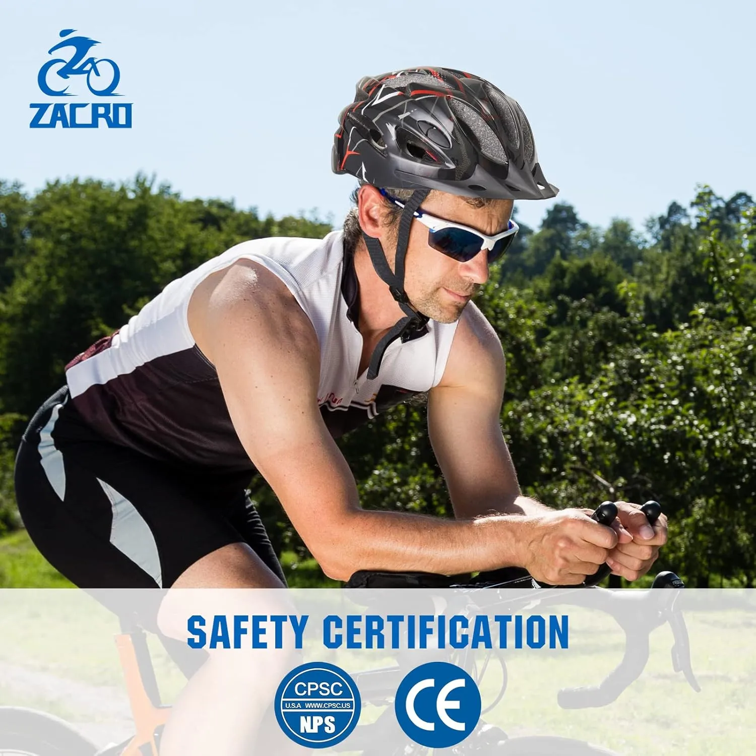 Zacro Adult Bike Helmet Lightweight for Men Women Comfort with Pads&Visor, Certified Bicycle Helmet for Adults Youth Mountain Road Biker