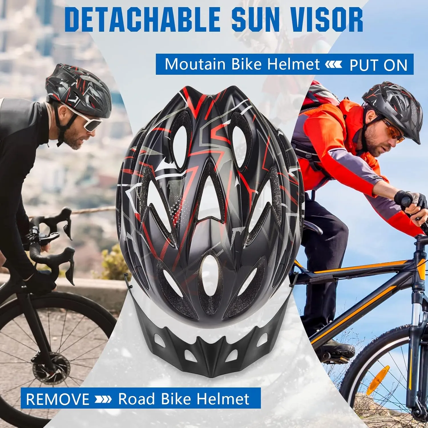 Zacro Adult Bike Helmet Lightweight for Men Women Comfort with Pads&Visor, Certified Bicycle Helmet for Adults Youth Mountain Road Biker